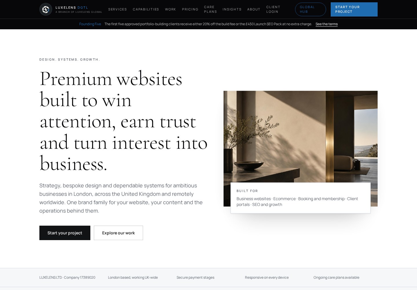 LuxeLens Digital website homepage