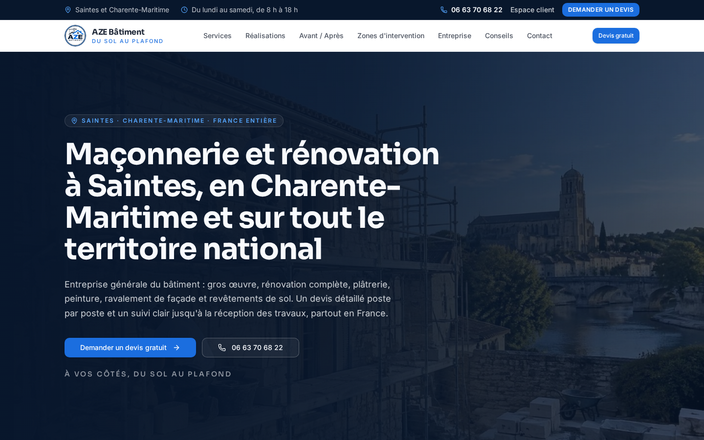 AZE Bâtiment website homepage